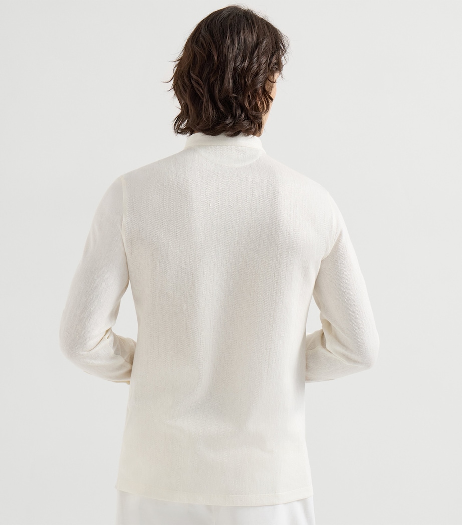 Linen-Cotton Chevron Shirt C2486 Image 3