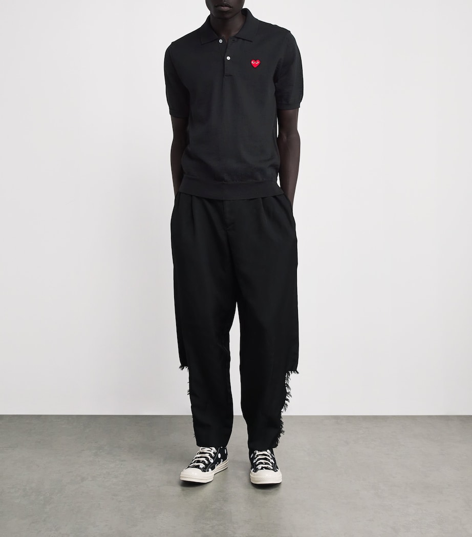 Comme Des Garçons Play Mens Wool Heart Logo Polo Shirt Black Image 2