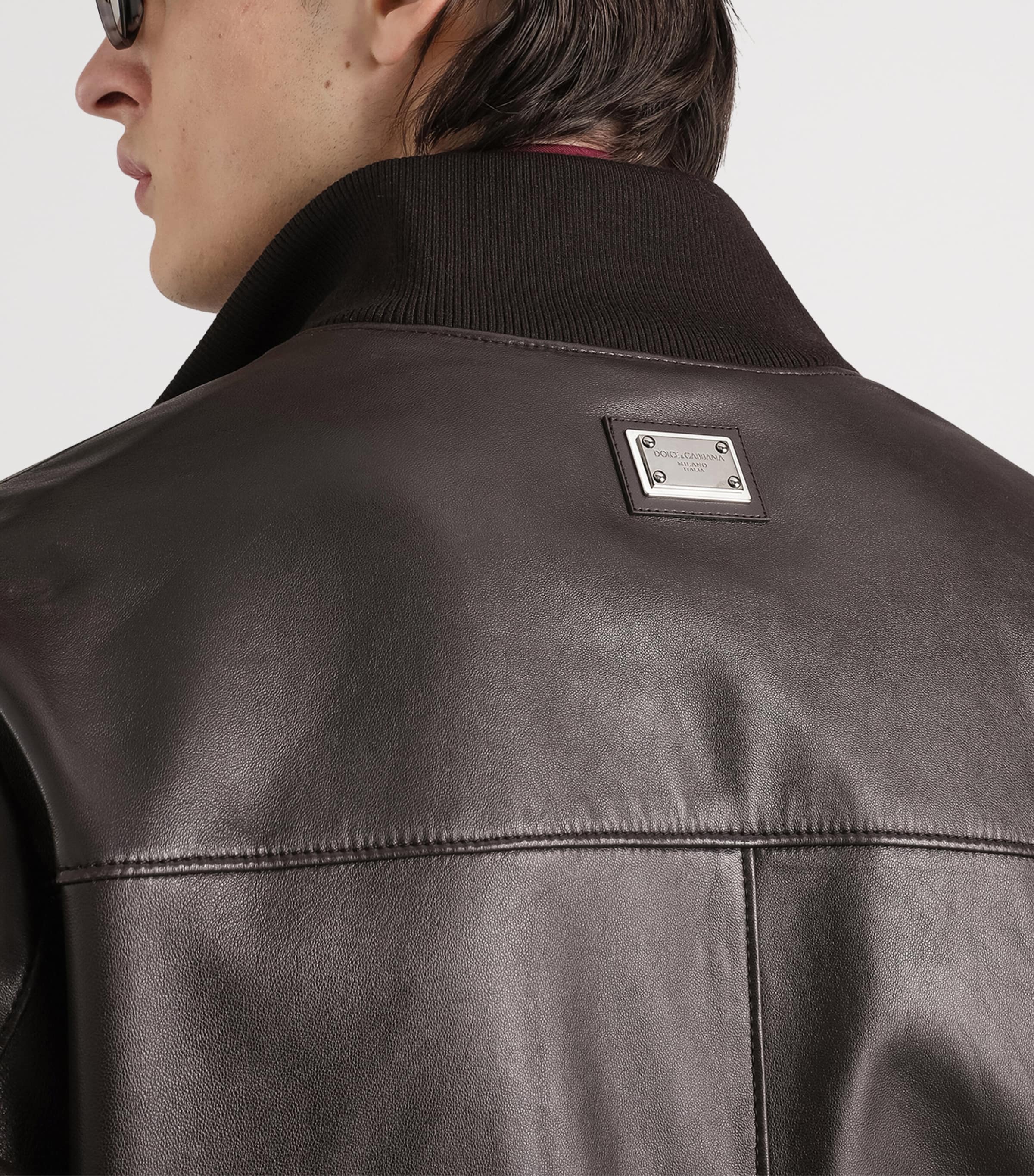 Dolce&Gabbana Mens Lambskin Bomber Jacket Brown Image 5
