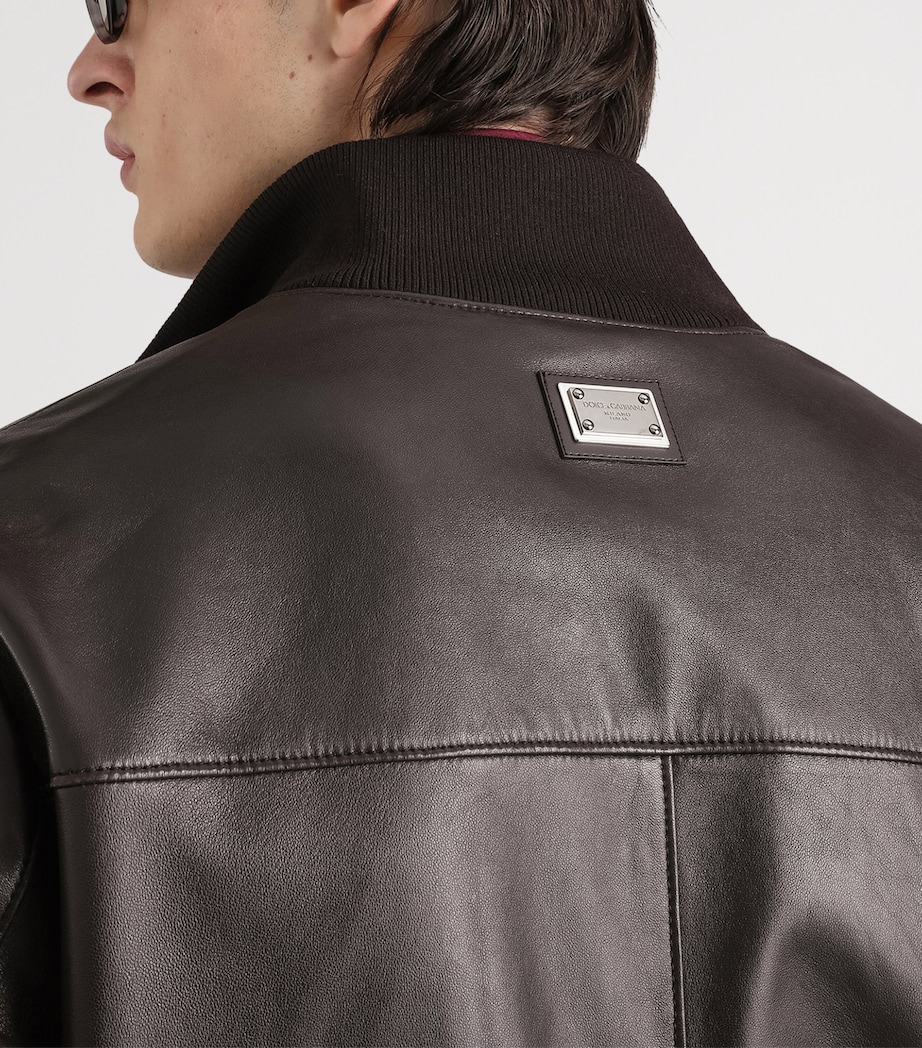 Dolce&Gabbana Mens Lambskin Bomber Jacket Brown Image 5