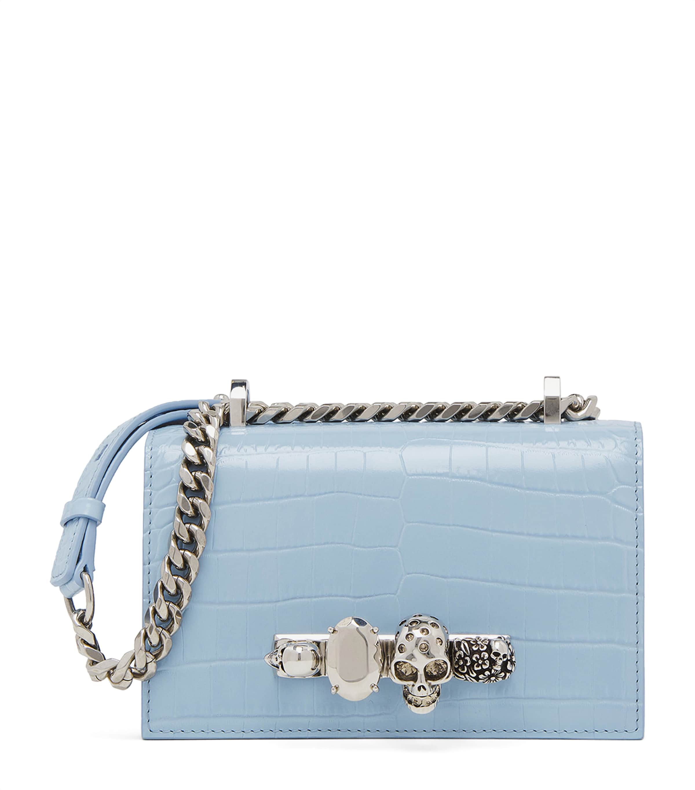 Alexander Mcqueen Jewelled Satchel Mini Shoulder Bag In Blue