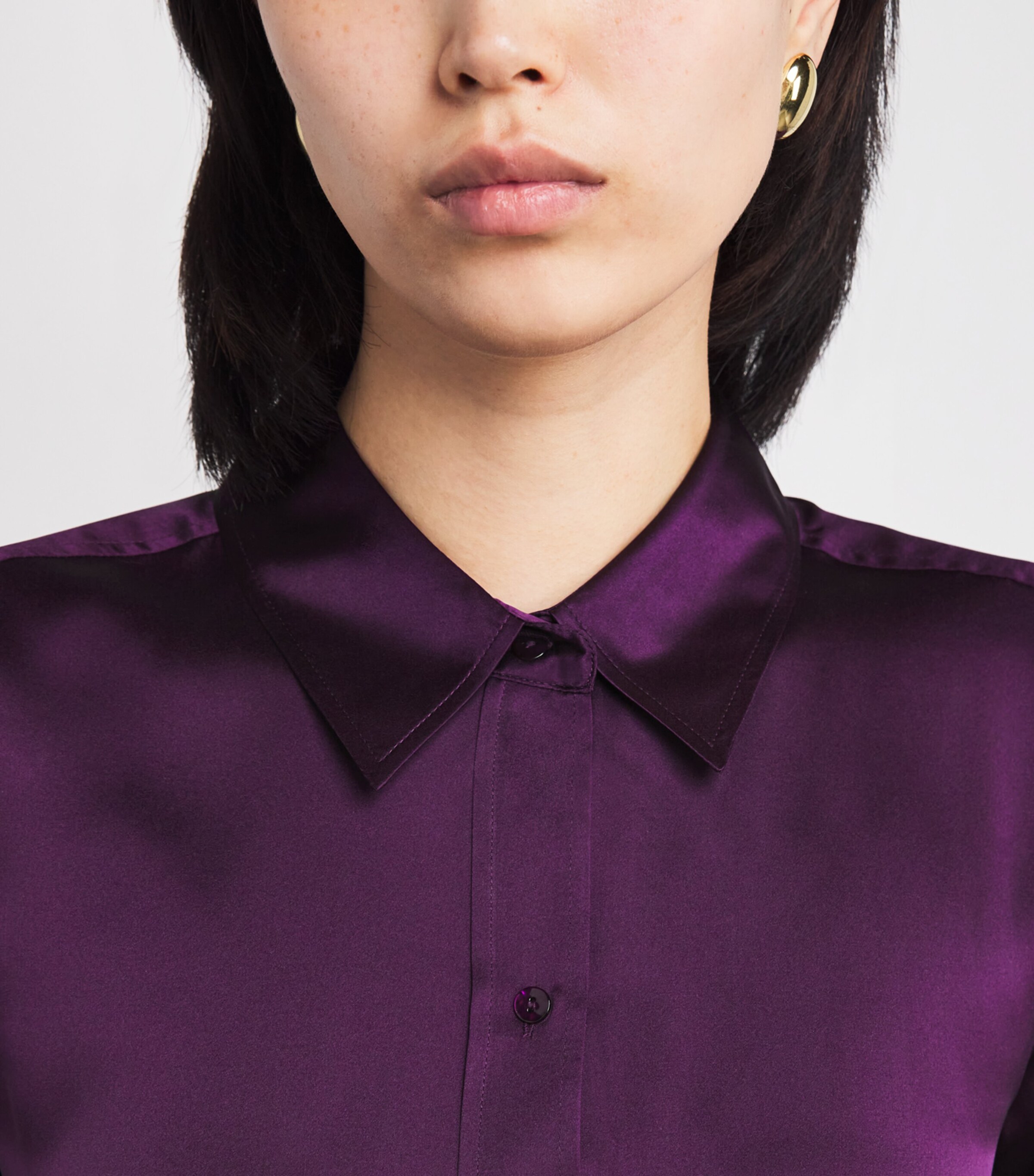 Silk Cropped-Sleeve Dani Shirt MEVT MEDIUM VIOLET Image 6