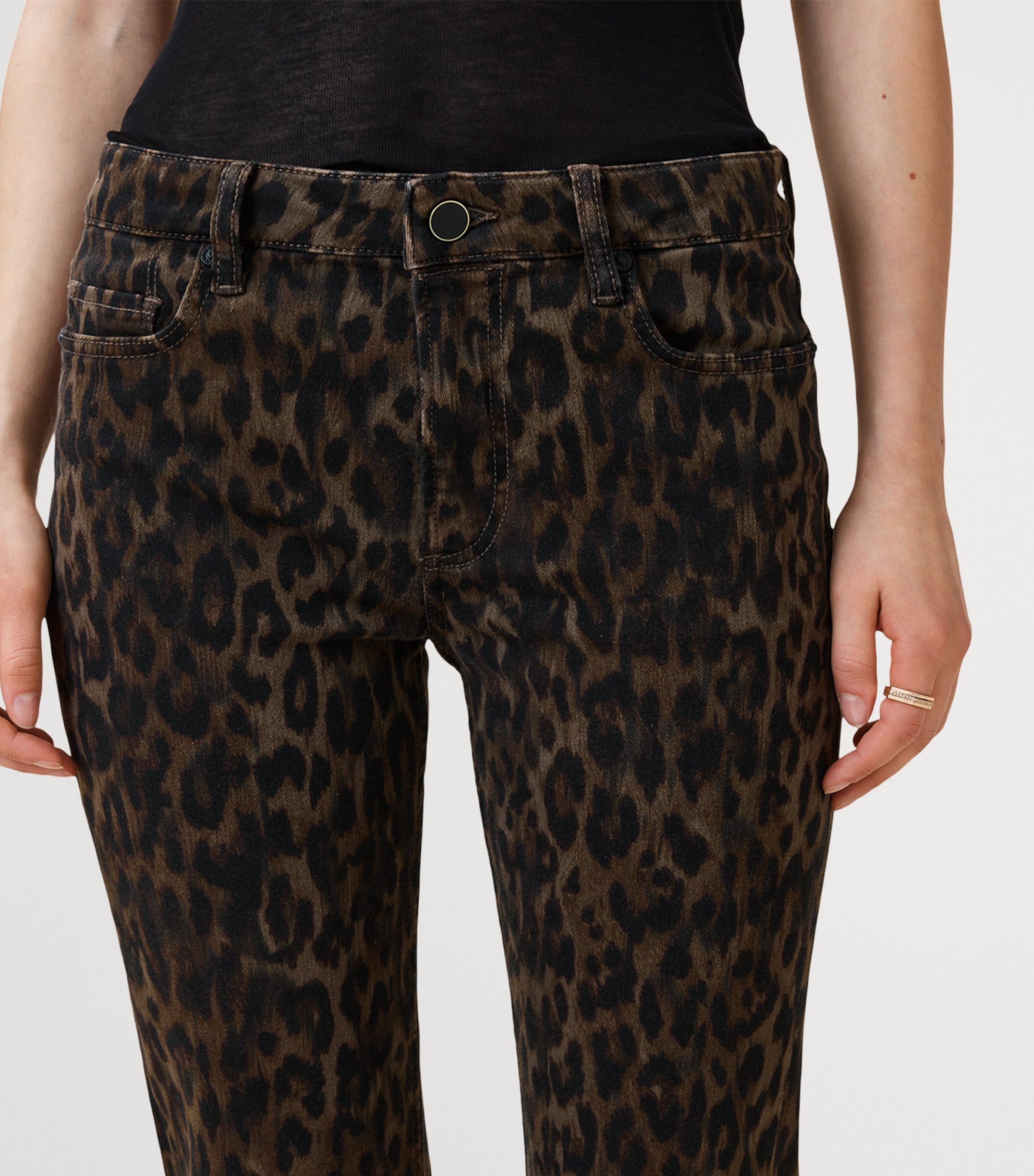 Leopard Print Haldan Slim Bootcut Jeans LEPPO BROWN Image 7