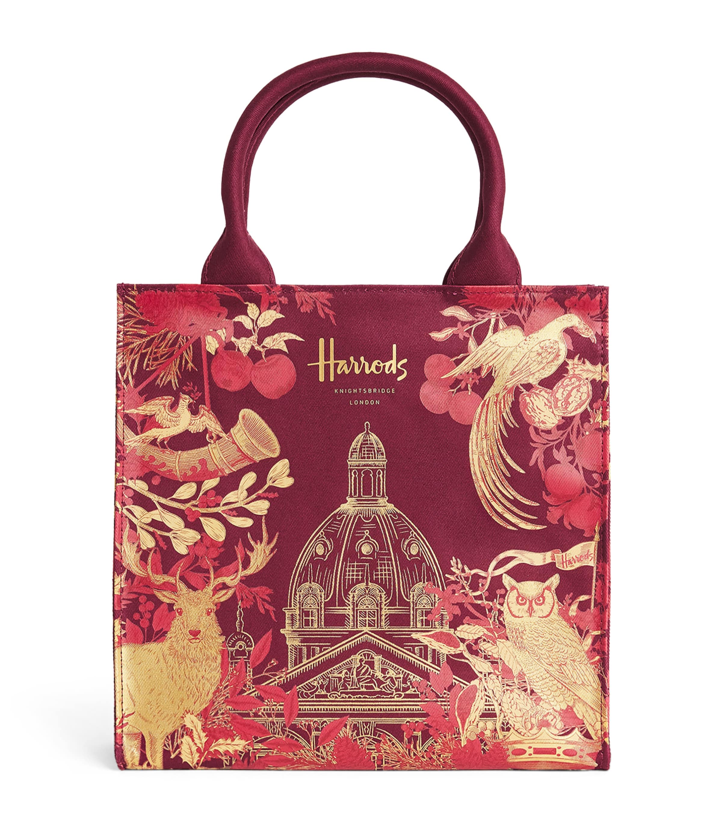 Harrods Small House of Harrods Tote Bag Burgundy Image 1