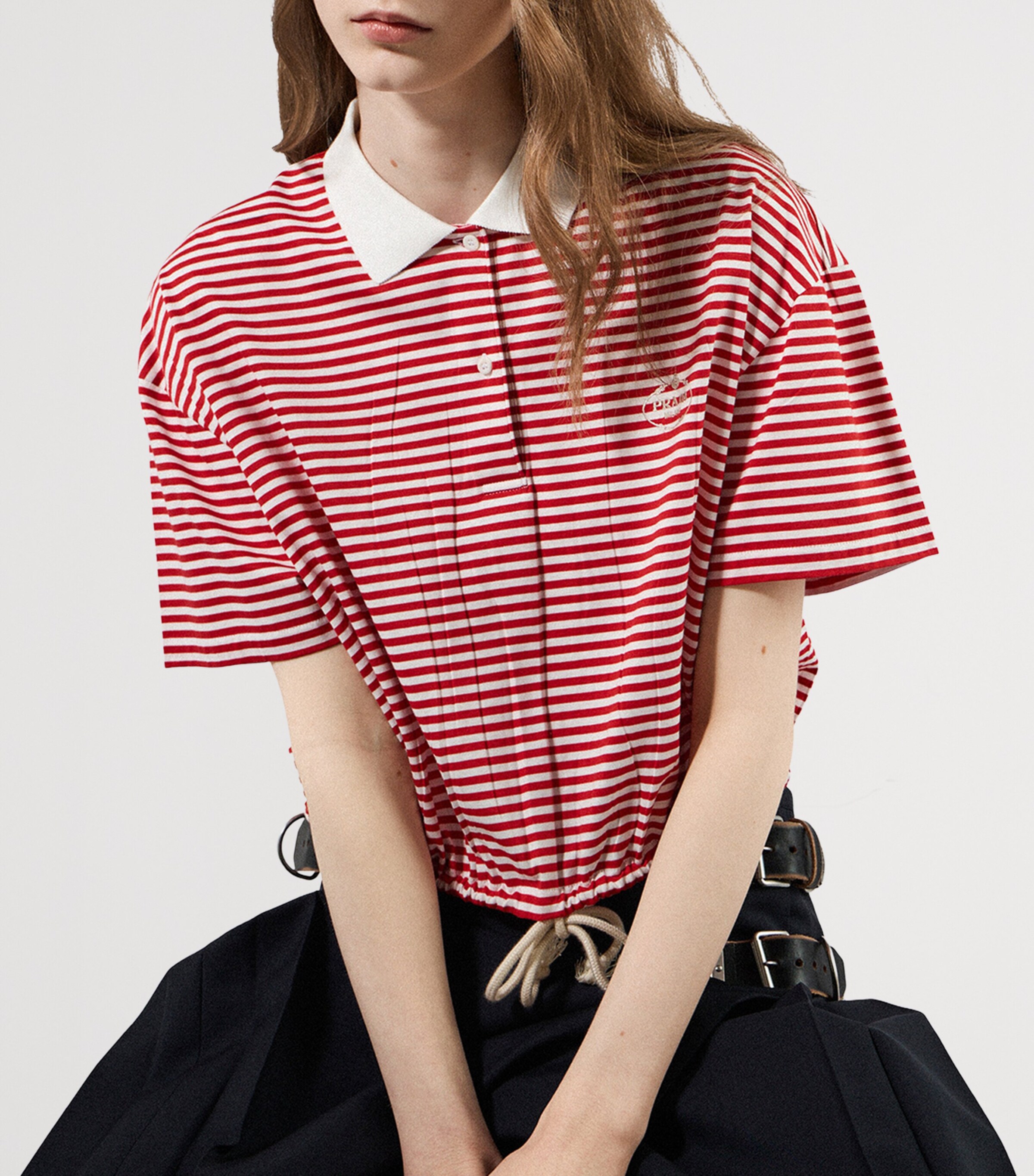Prada Womens Cotton Stripe Polo Shirt Image 3