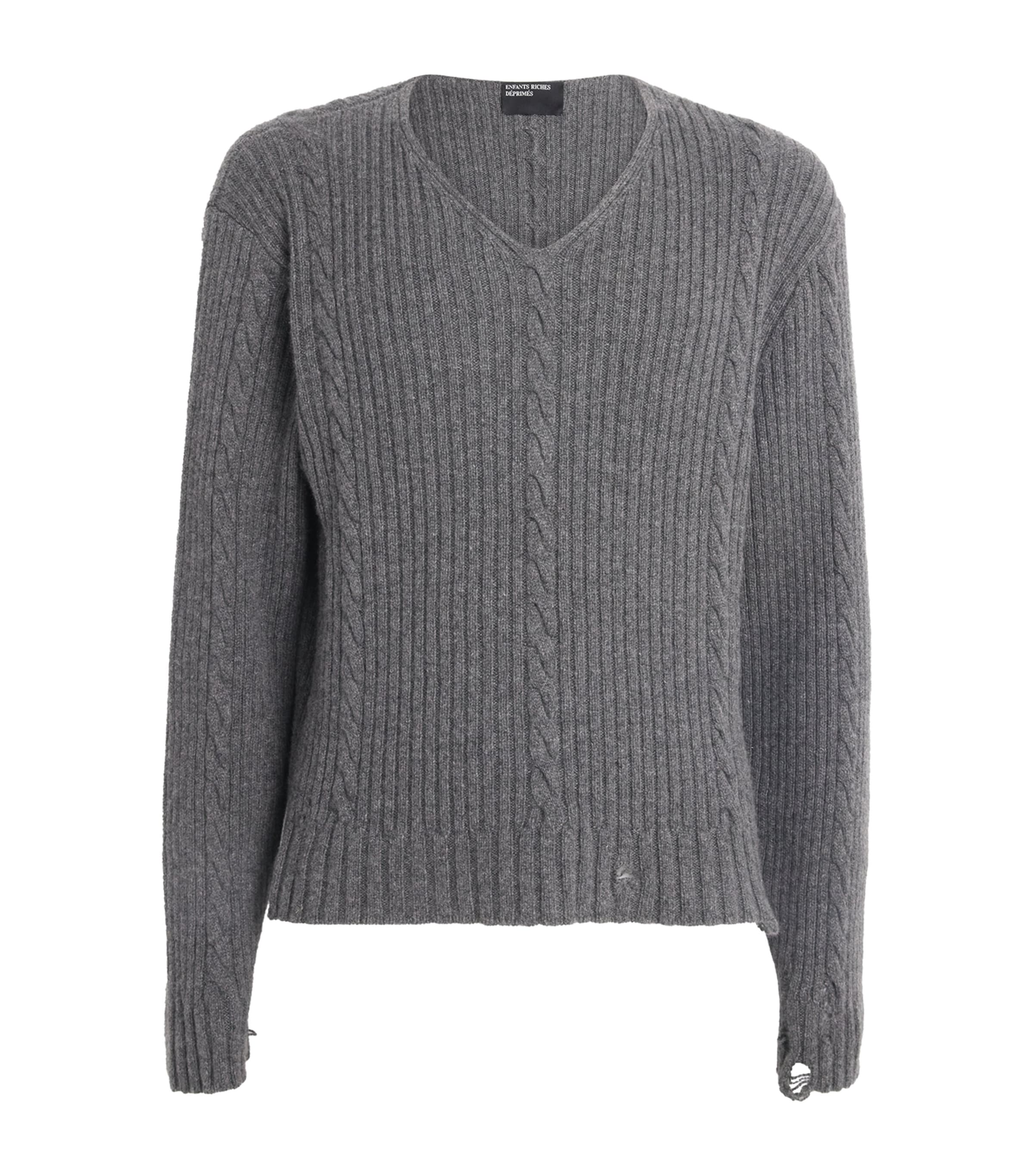 Cashmere Distressed Sweater GREY Image 1