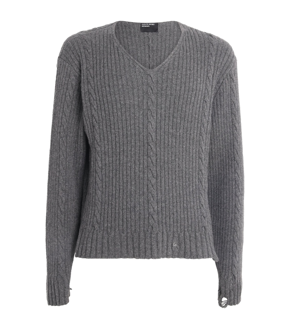 Cashmere Distressed Sweater GREY Image 1