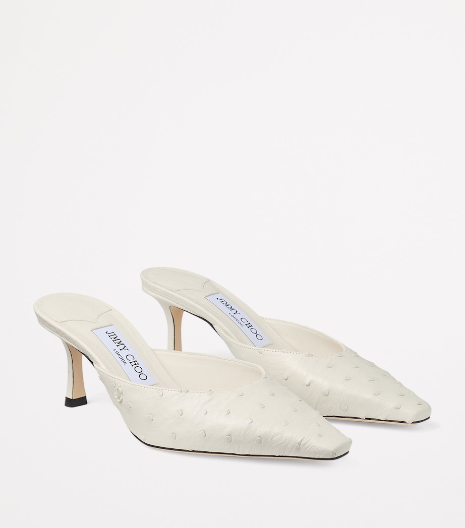 Ostrich Leather Vivi 65 Mules LATTE Image 3
