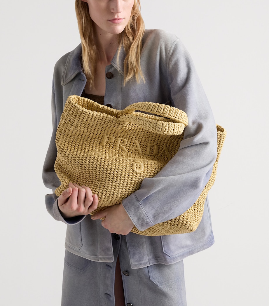 Prada Large Crochet Tote Bag Neutral Image 2