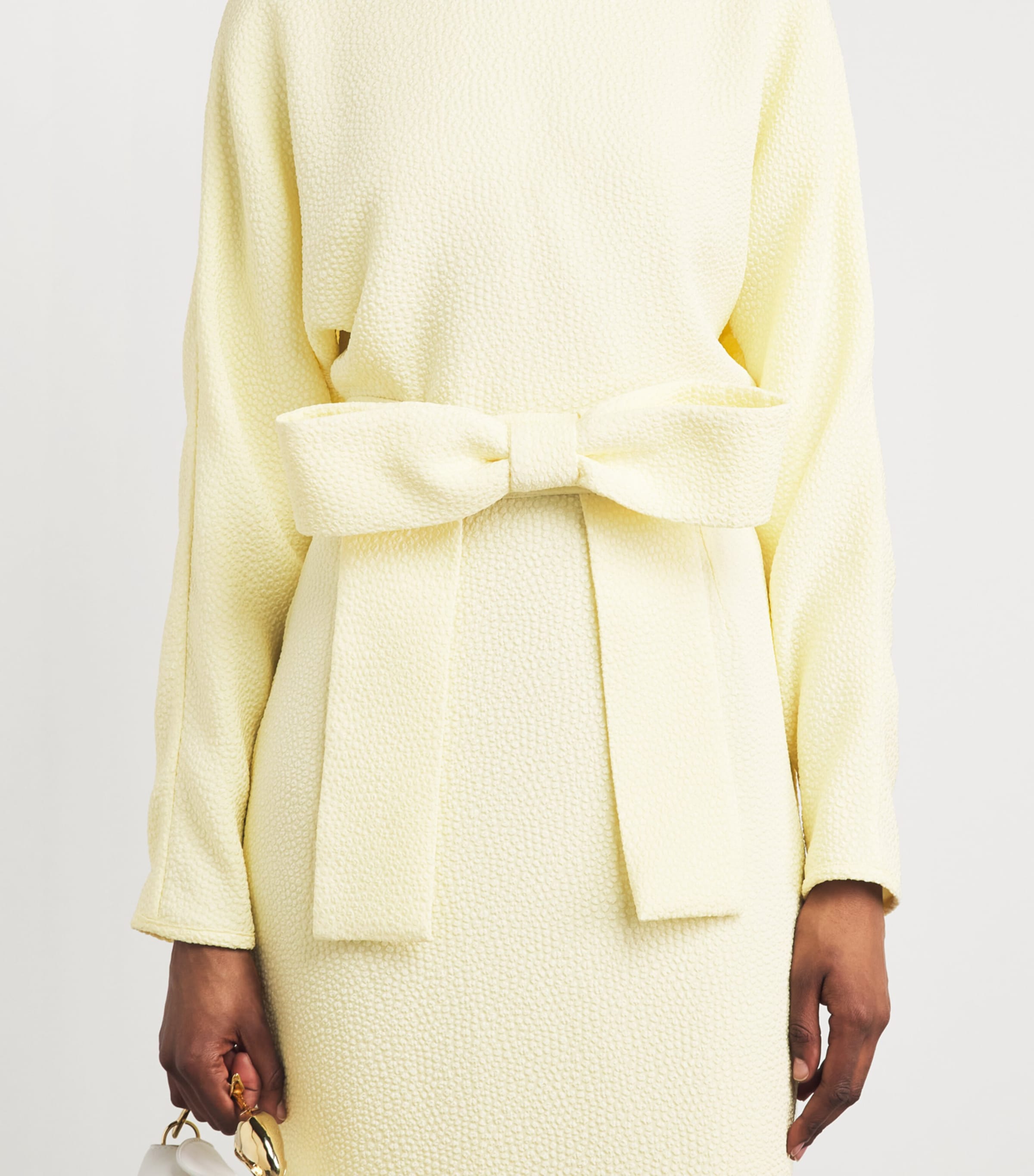 Edeline Lee Womens Textured Bow-Detail Maxi Dress Lem/lemon Image 3