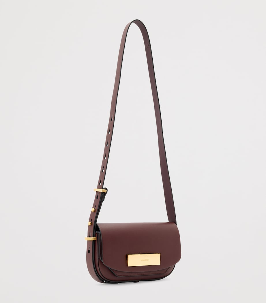 AllSaints Leather Etta Cross-Body Bag Dark Red Image 2