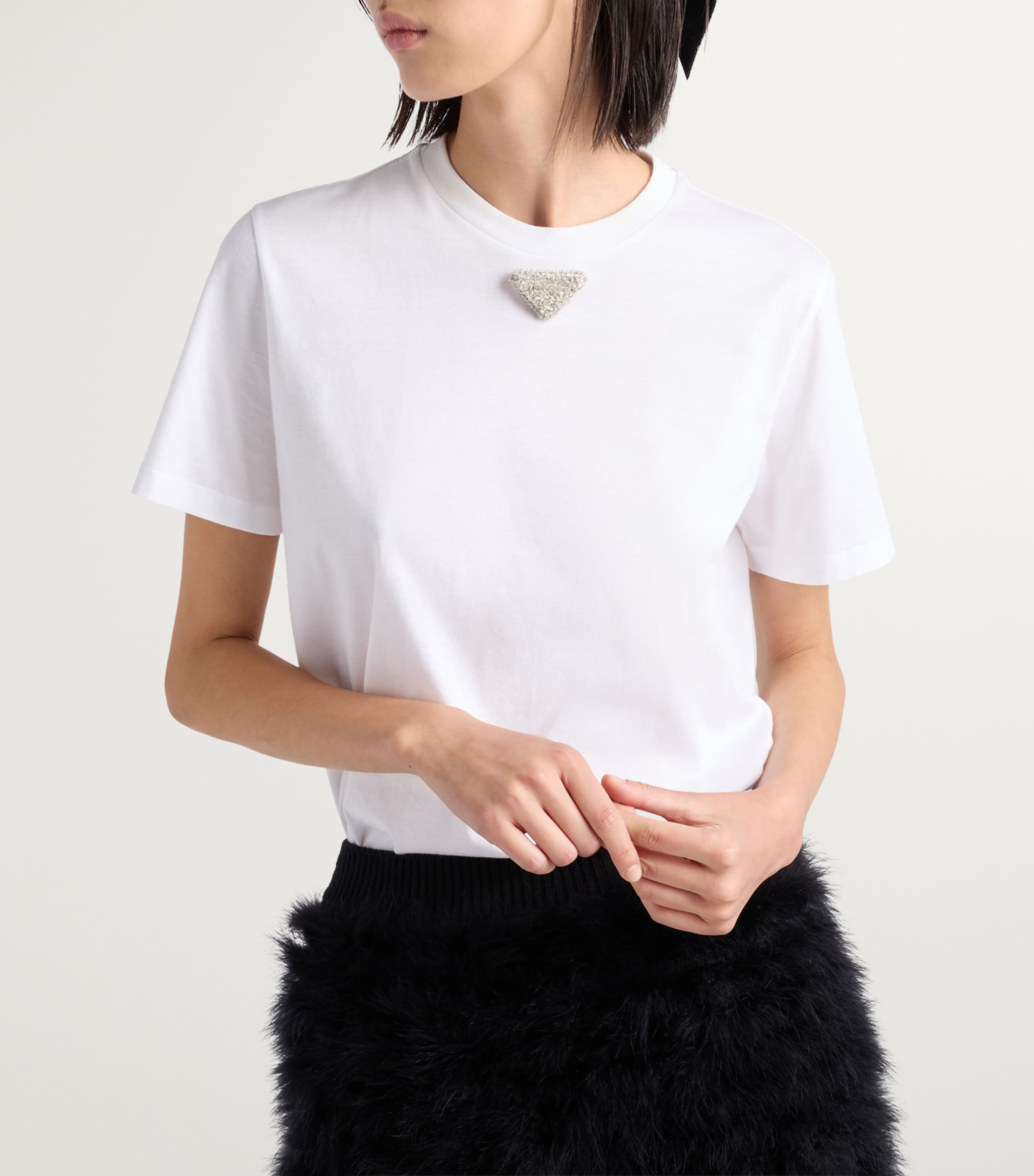 Prada Cotton Embroidered T-Shirt | Harrods UK