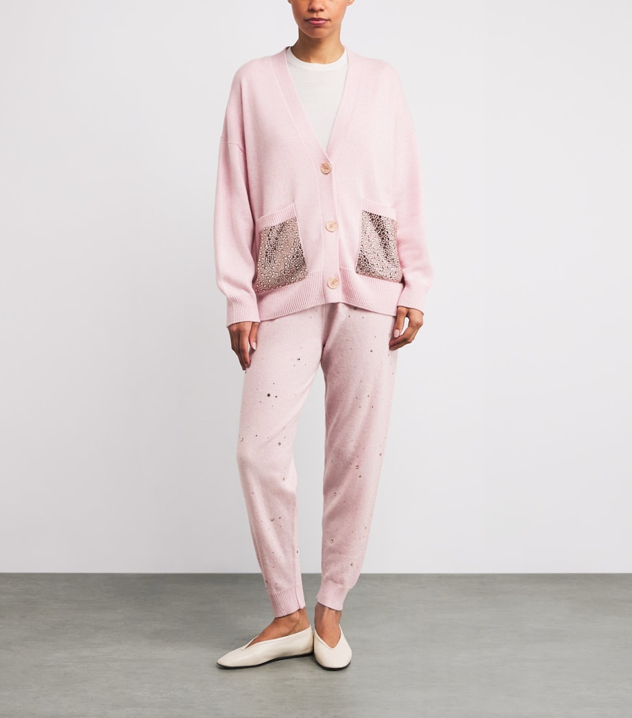 Cashmere Crystal-Embellished Cardigan PINK SORBET/VIN Image 2