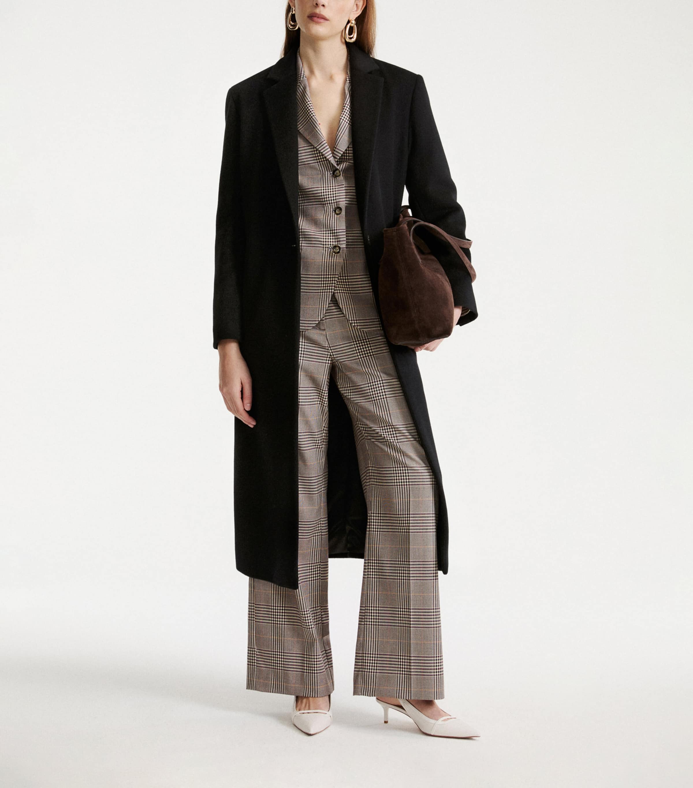 Marella Womens Virgin Wool-Cashmere Coat Black Image 2