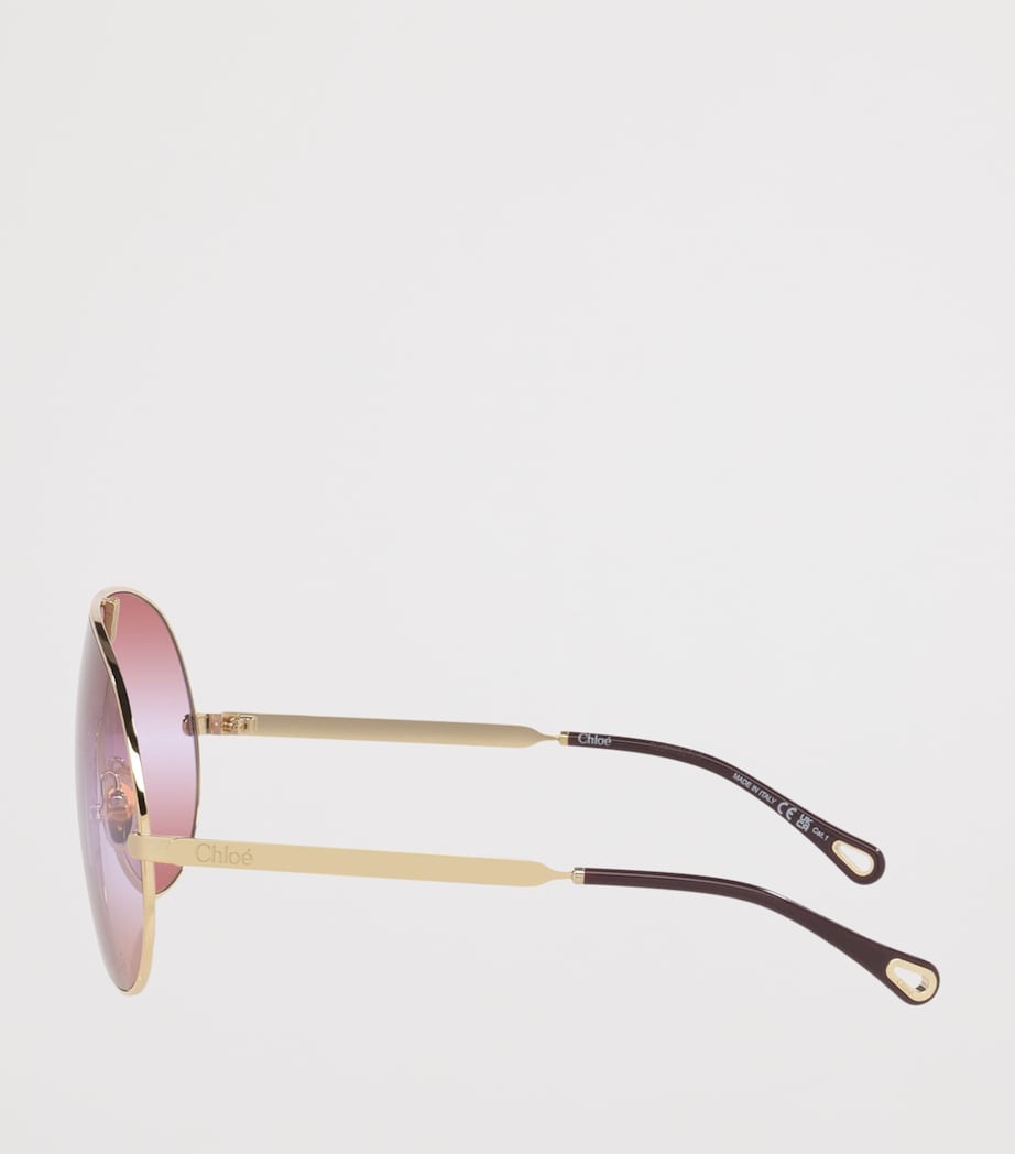 Chloé Metal Aly Shield Sunglasses Gold Image 3