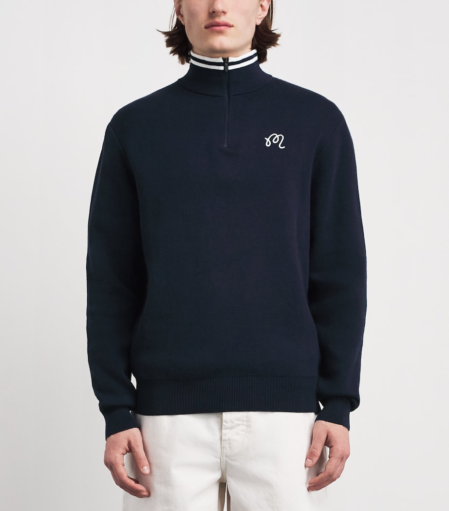 Malbon Mens Sorrel Quarter-Zip Sweater Navy Image 4