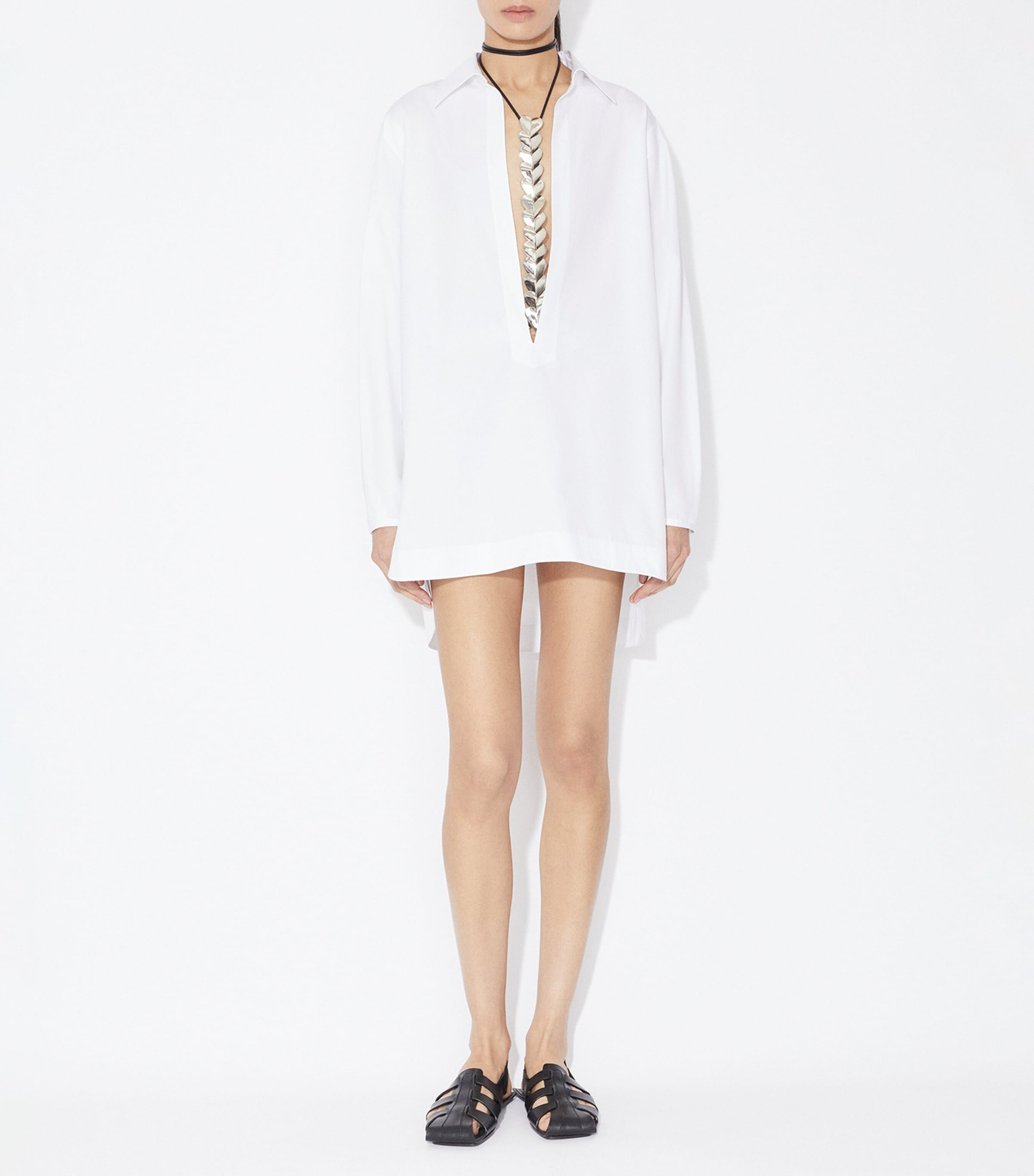white christmas dresses Alaïa White Cotton Casual Dress Italian Design – AmeOro main image 1