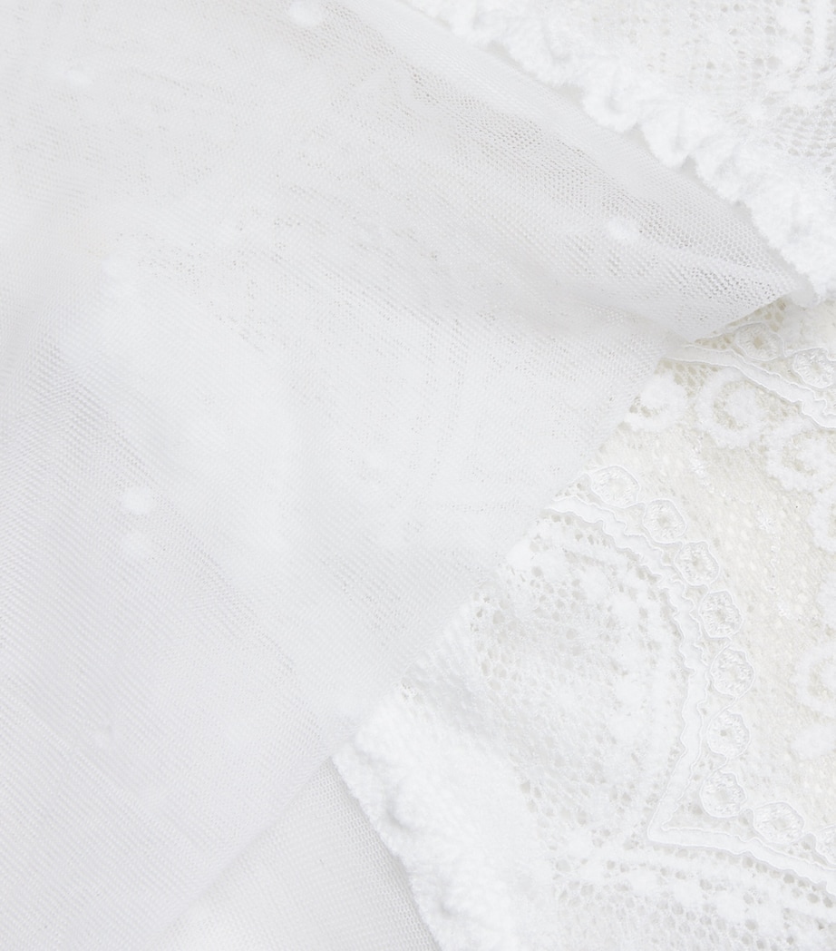 Lace-Trim Polka Dot Hold-Up Stockings 2209 WHITE Image 3