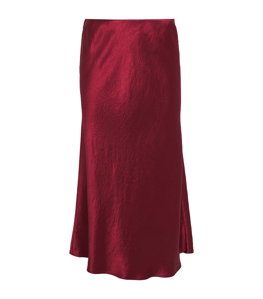 Crinkled Satin Midi Skirt 018 DARK RED Image 1