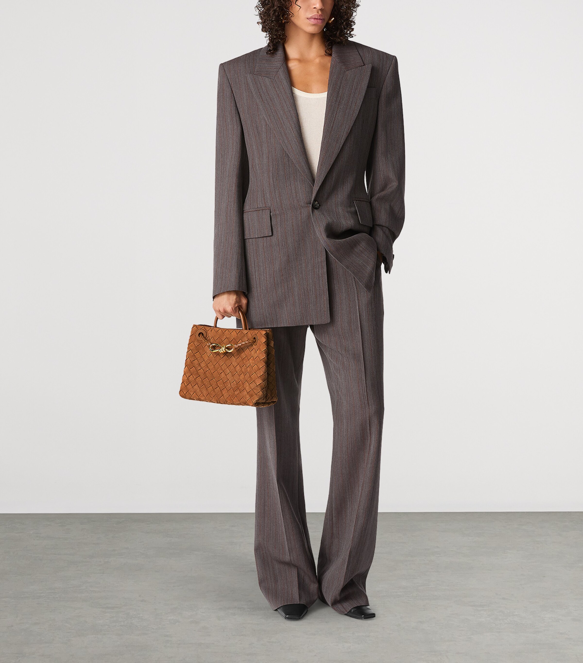 Bottega Veneta Small Suede Andiamo Top-Handle Bag Image 3