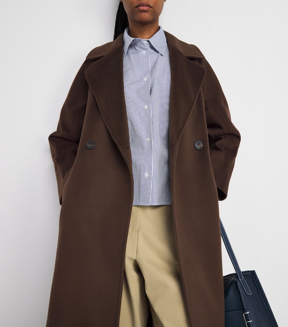 Virign Wool Double-Breasted Coat CHOCOLATE Image 6