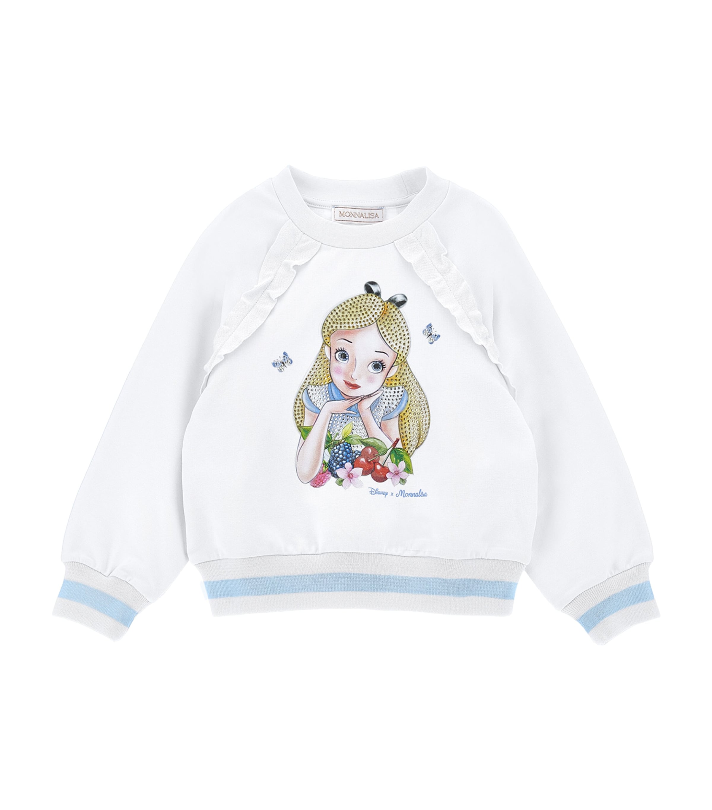 Monnalisa Geschlossenes Sweatshirt Mit Alice-strasssteinen In White