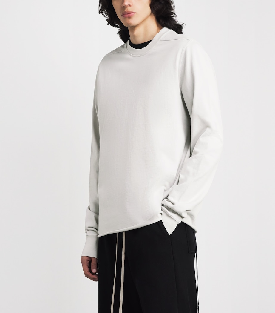 Rick Owens Mens Organic Cotton Crew-Neck Sweatshirt Milk Wash Image 4