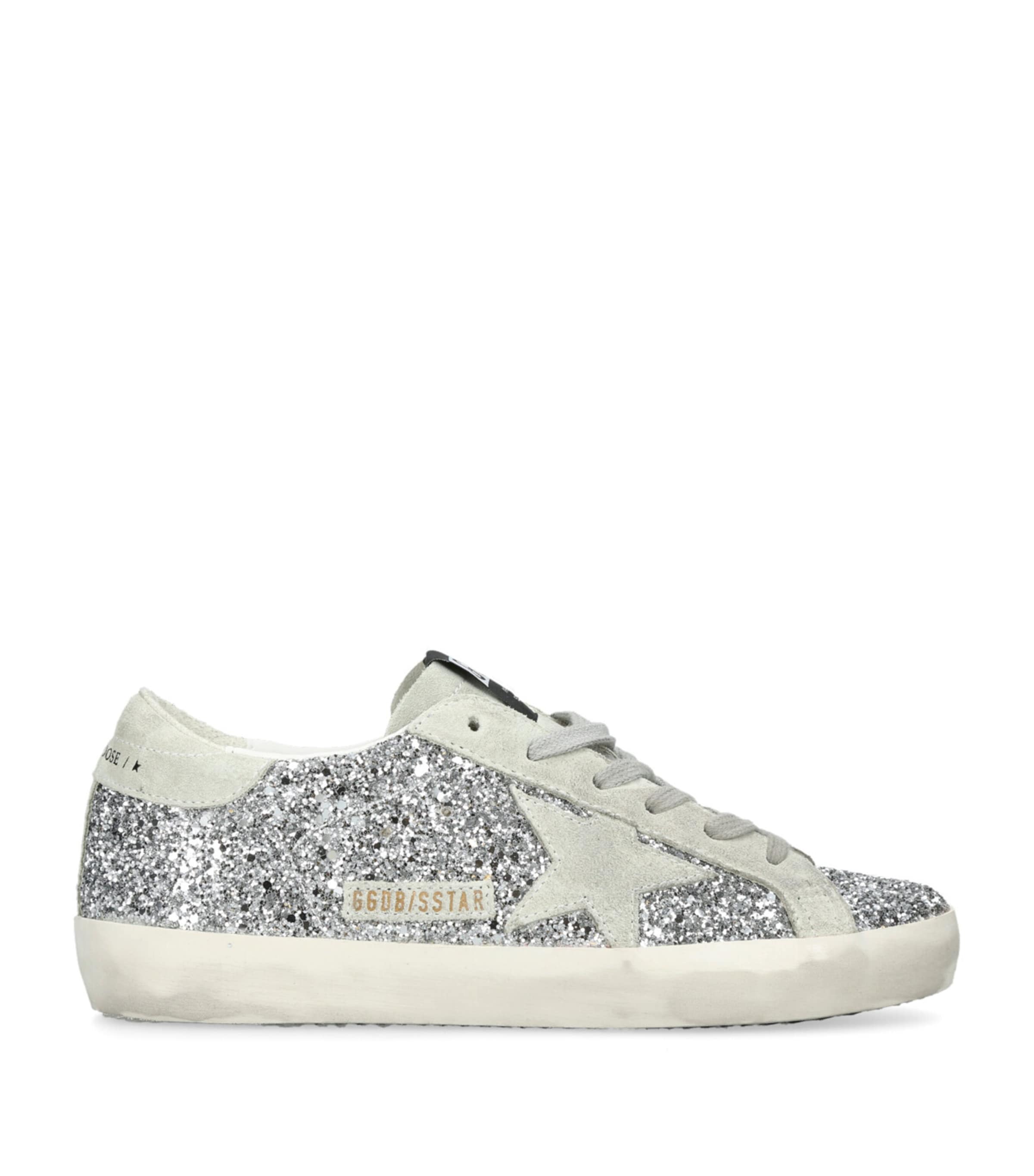 Golden Goose Glitter Super-star Sneakers In Silver