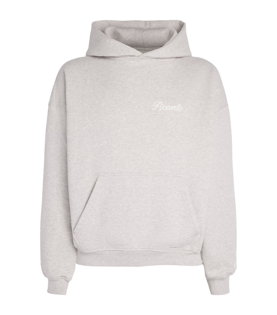 PICANTE Mens Organic Cotton Tailor Logo Hoodie Grey Marl Image 1
