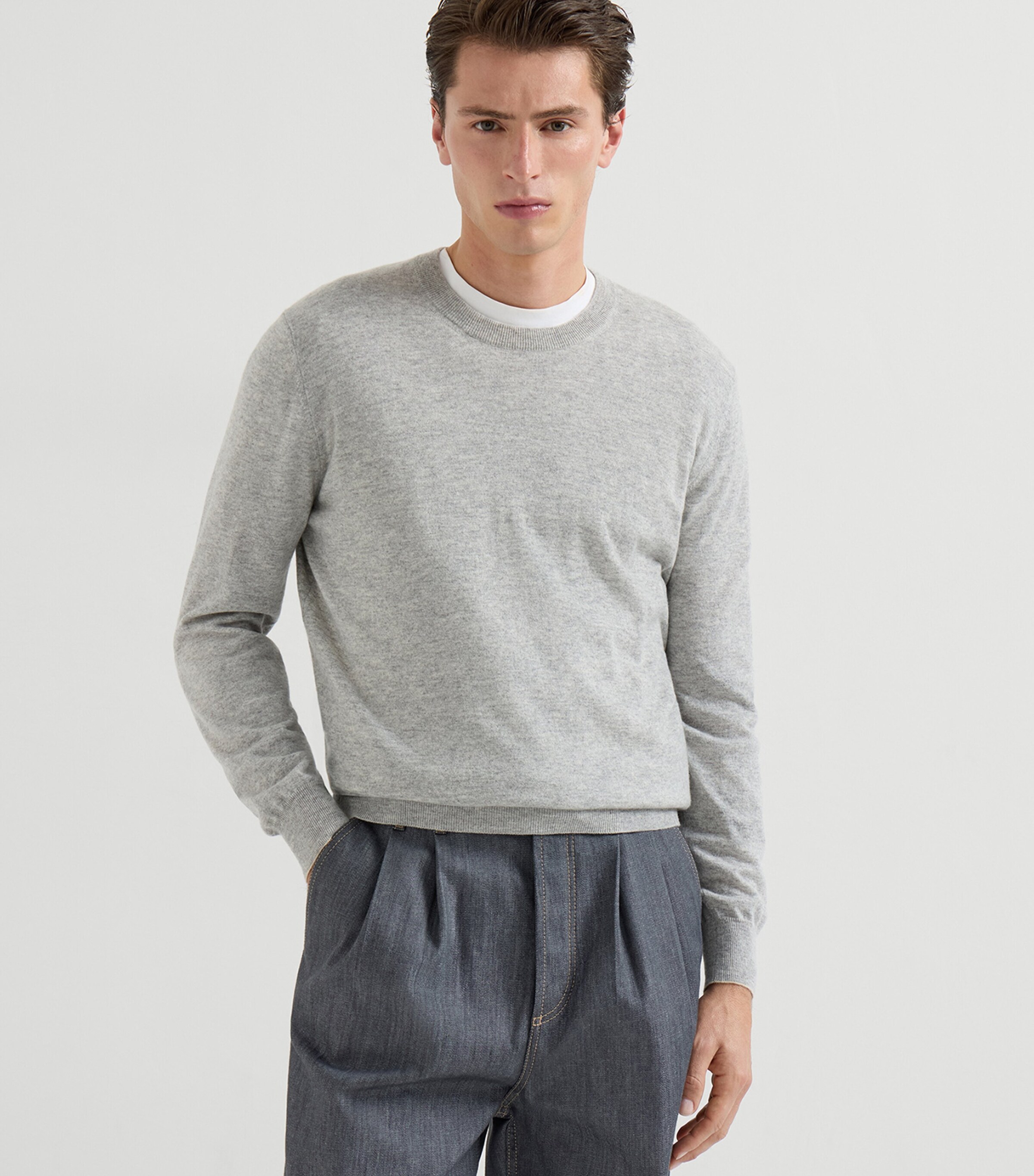 Brunello Cucinelli Mens Cashmere Crew-Neck Sweater Image 2