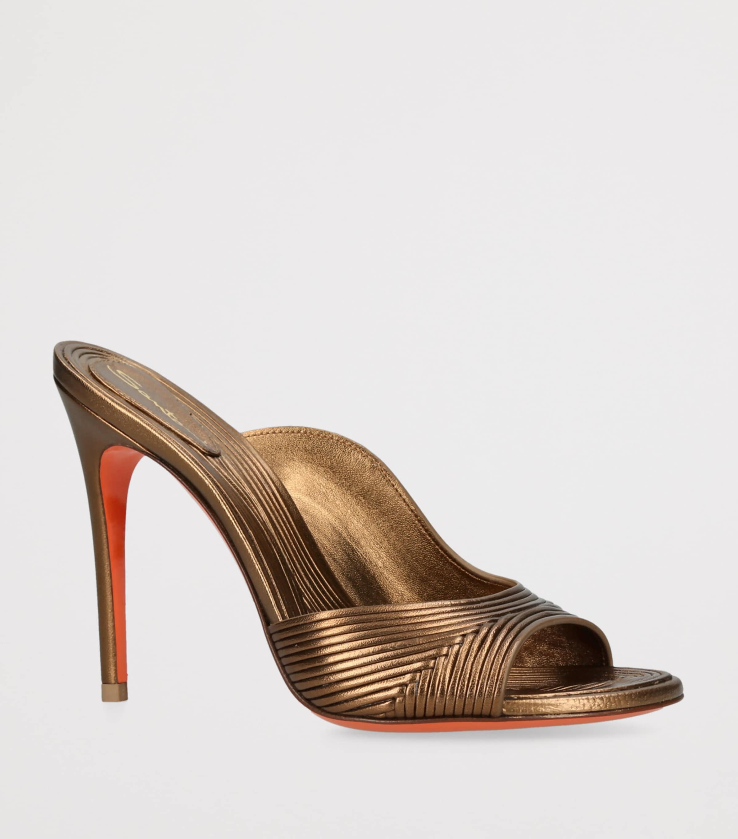 Santoni Nappa Leather Serpentine Mules 105 Gold Image 3