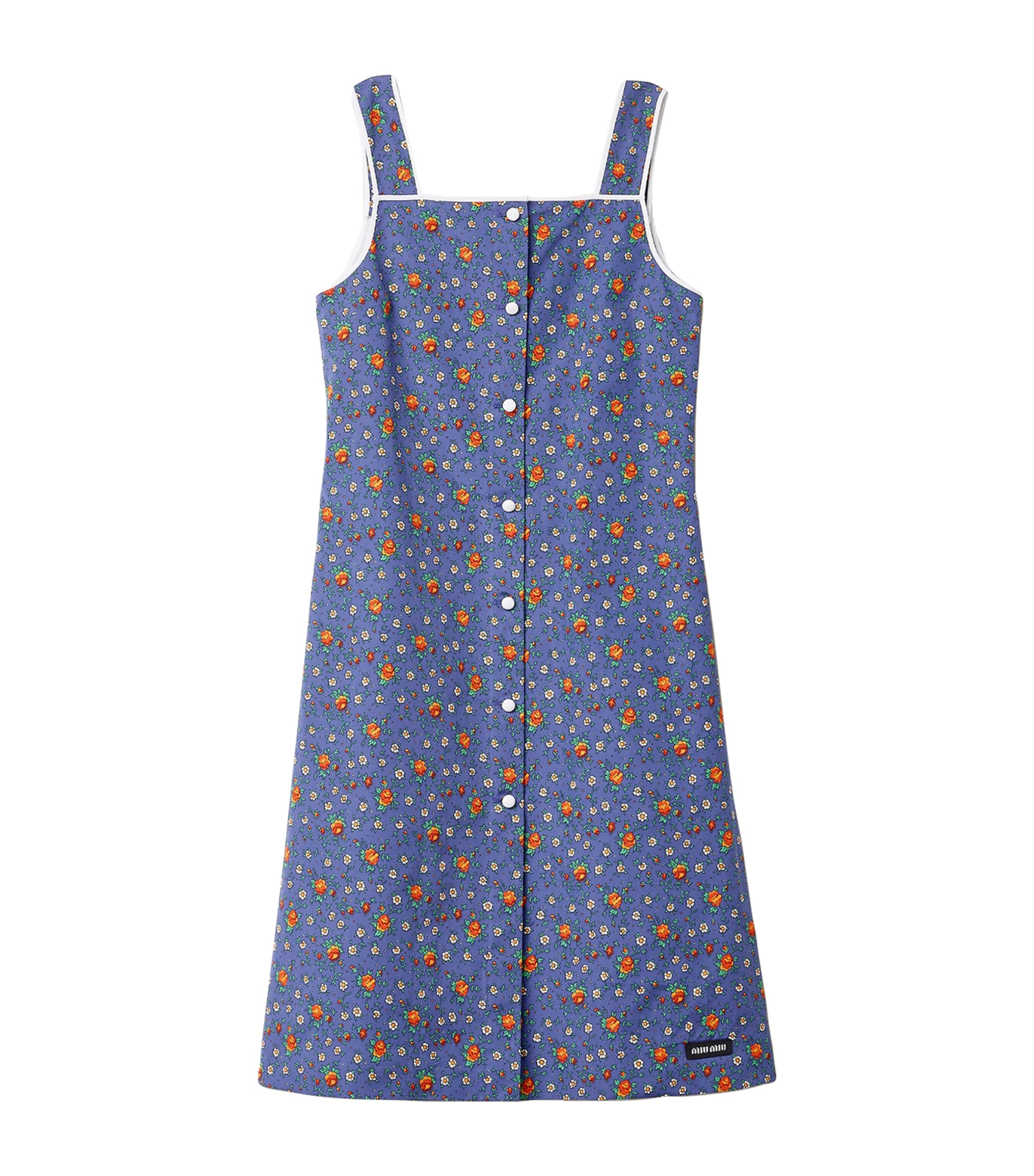 Miu Miu Womens Cotton Poplin Floral Mini Dress Image 1