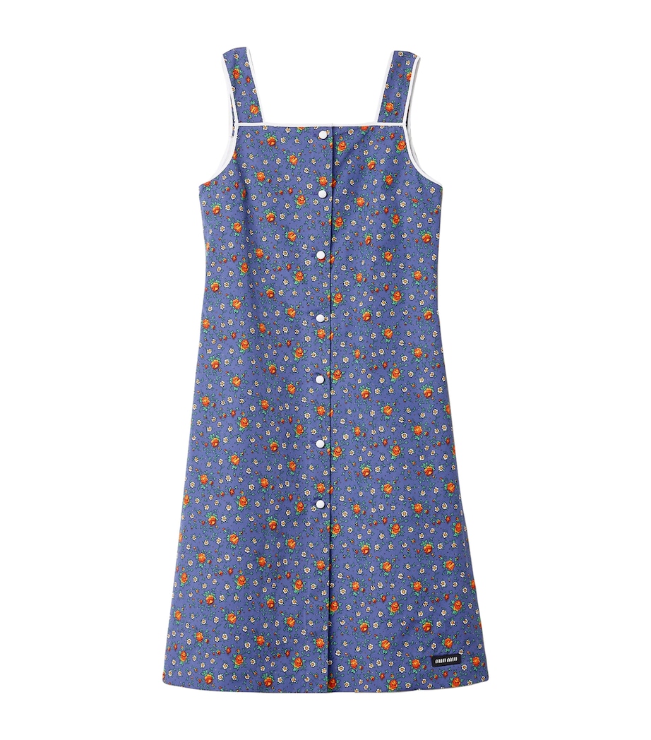 Miu Miu Womens Cotton Poplin Floral Mini Dress Image 1