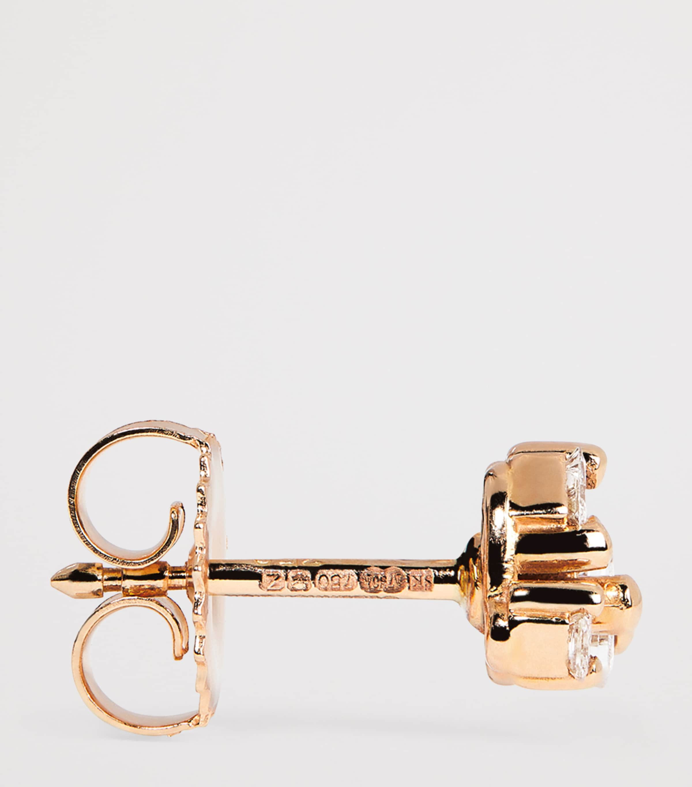 Rose Gold and Diamond Princess Stud Earrings 18K RG/WD Image 4