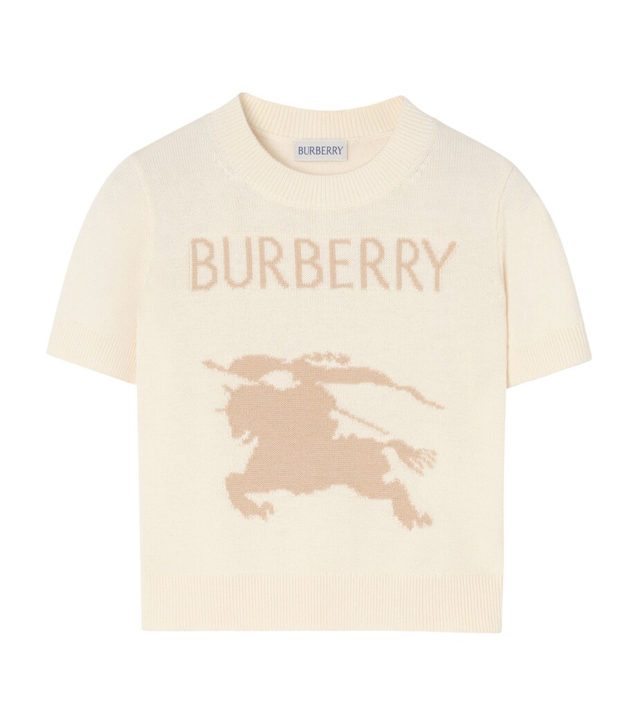 Burberry Kids Cotton-Wool EKD Top (4-12 Years) Ivory Image 1