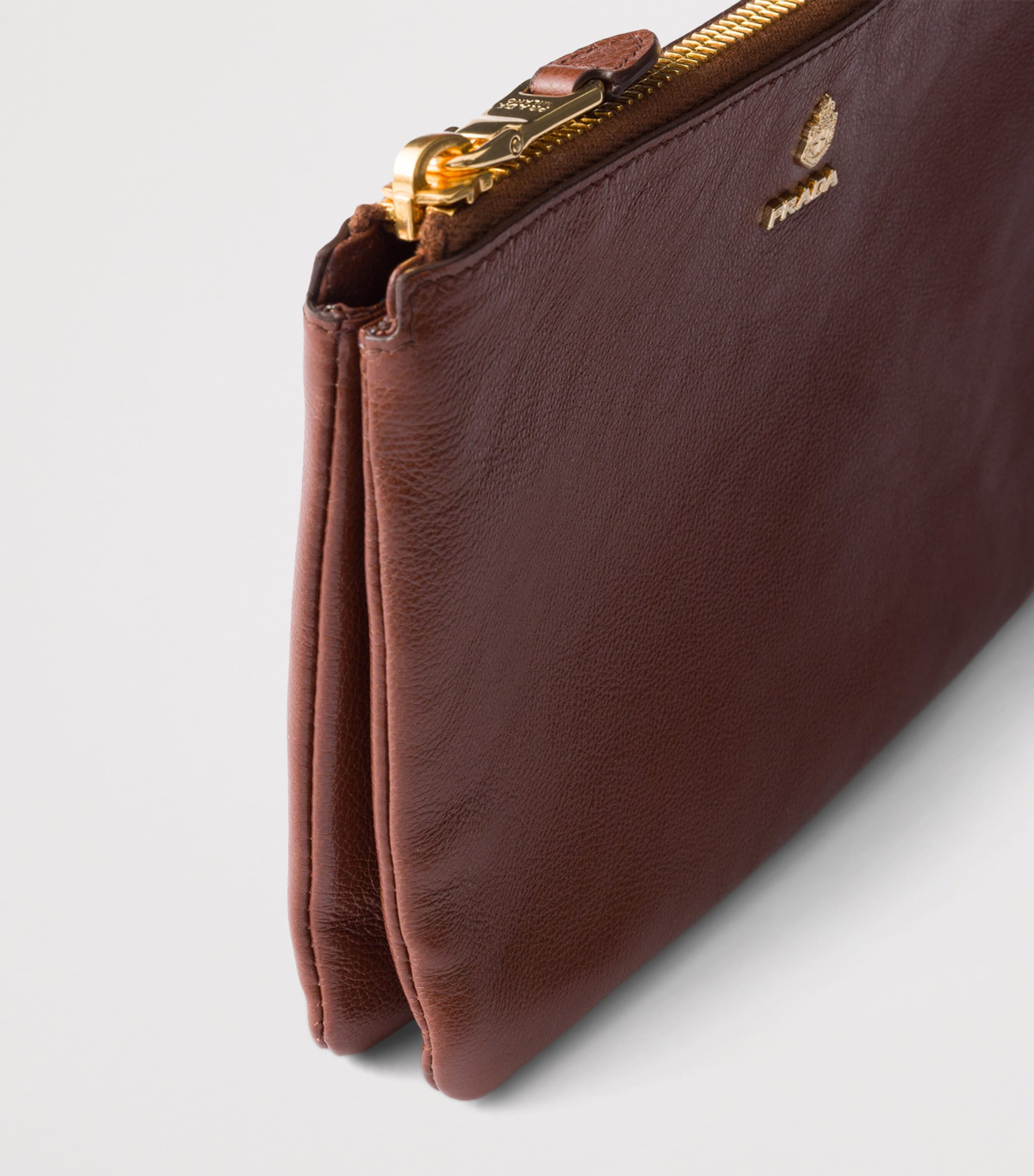 Prada Leather Logo Pouch Brown Image 4