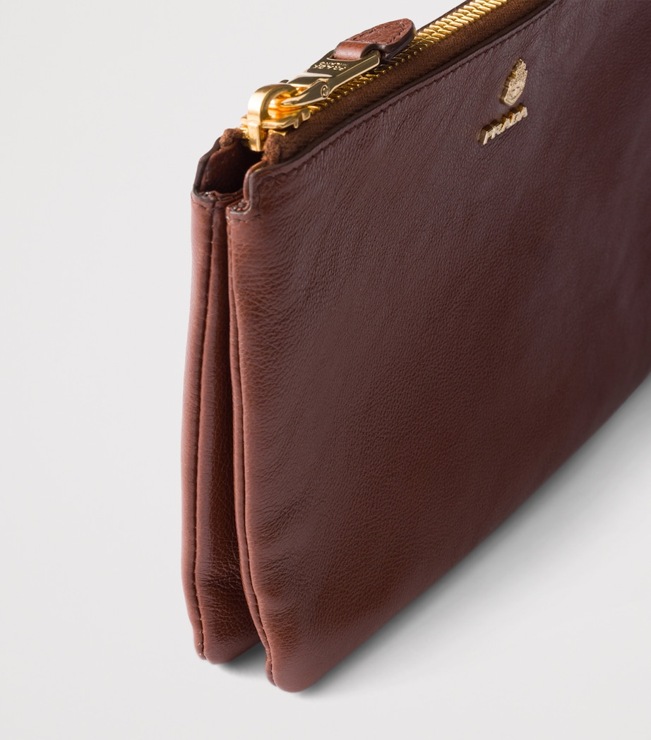 Prada Leather Logo Pouch Brown Image 4
