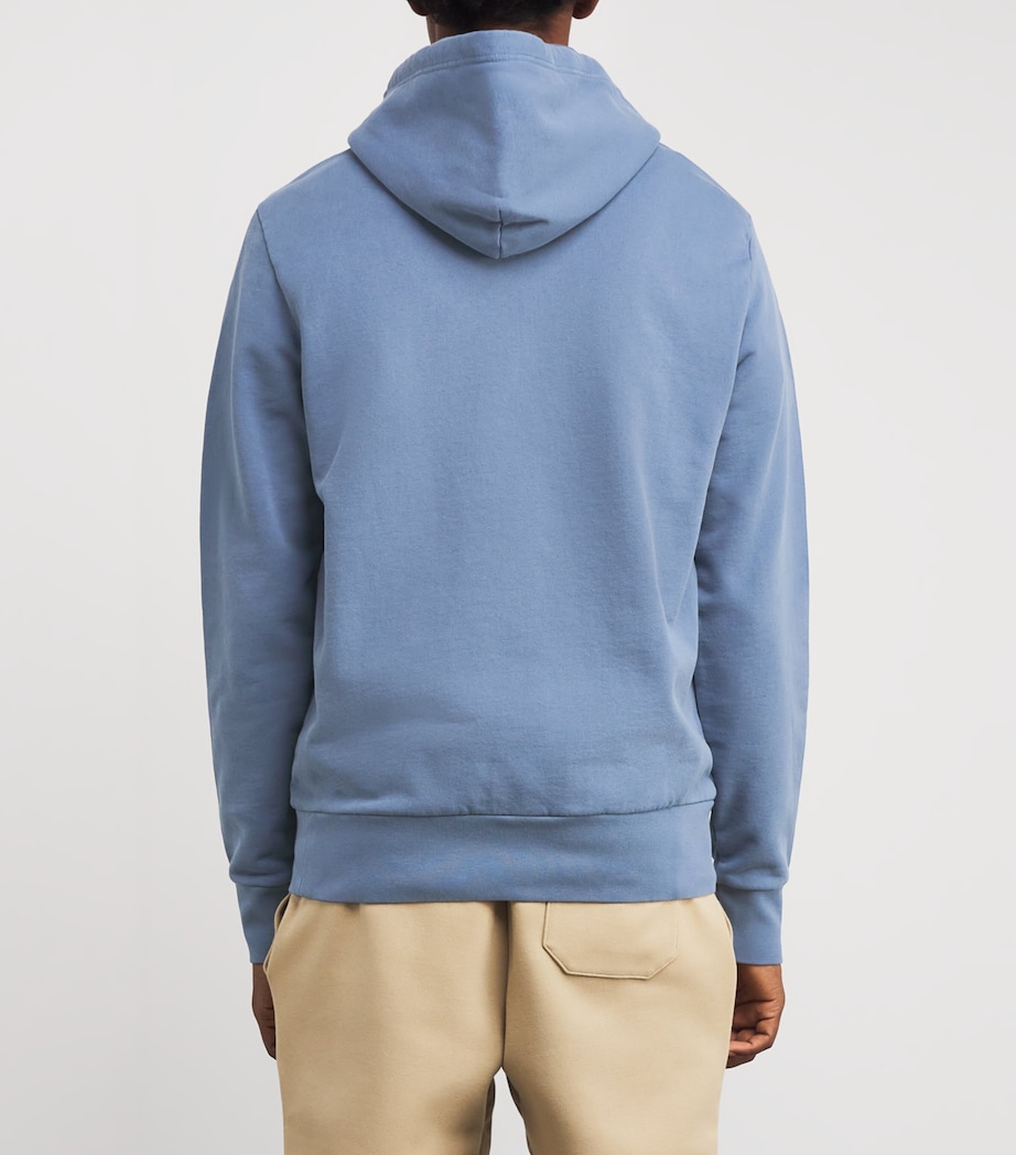 Cotton Polo Pony Hoodie BLUE Image 4