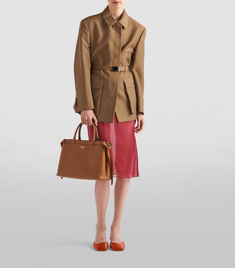 Medium Leather Buckle Tote Bag F03BH Image 8