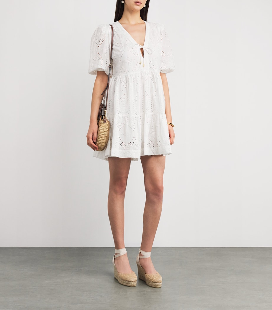 Cotton Broderie Anglaise Mini Dress WHT-WHT Image 2