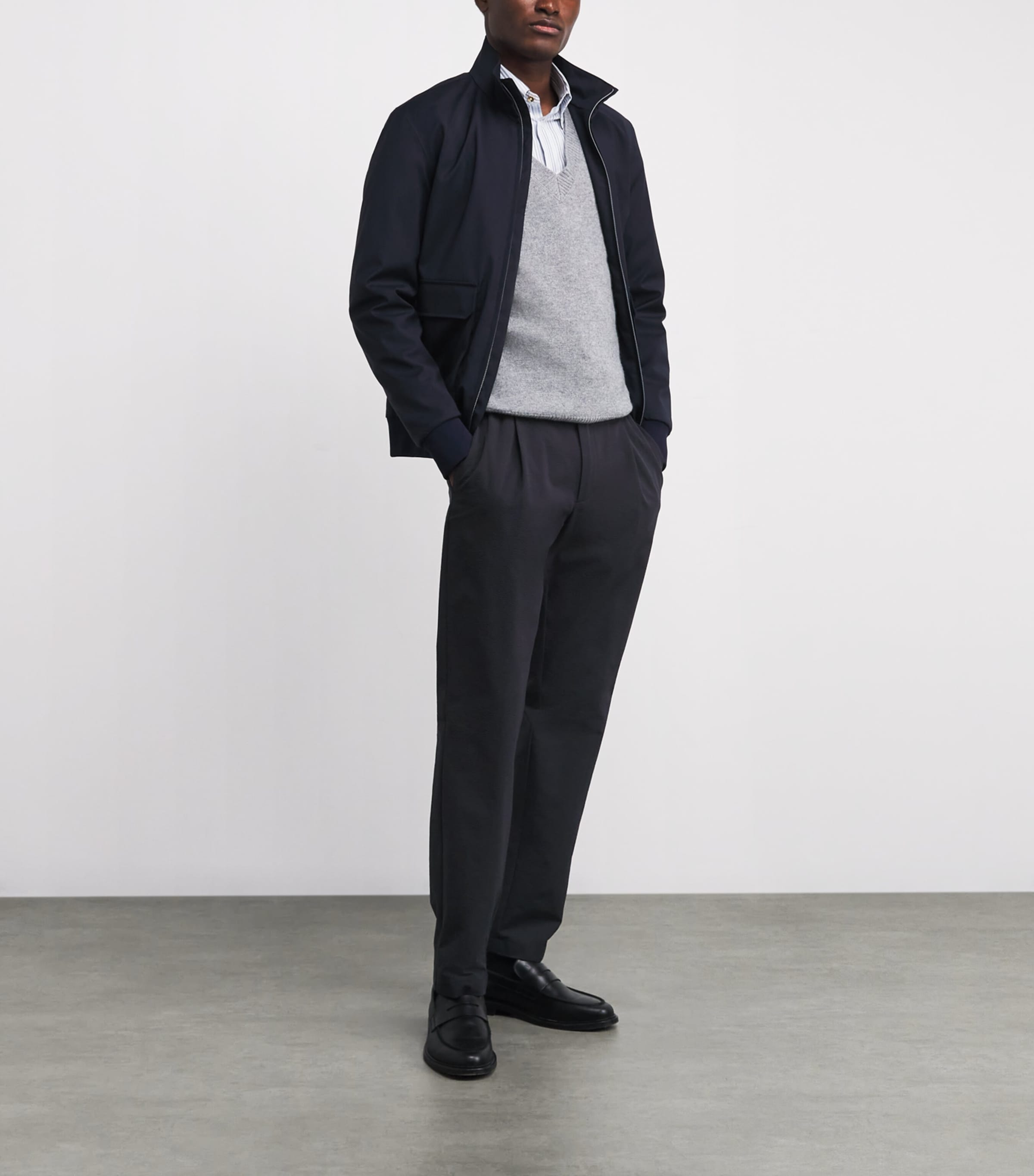 Seersucker Drawstring-Adjustable Trousers 9200 BLU NAVY Image 2