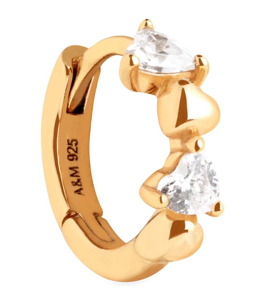 Yellow Gold-Plated Heart Cluster Single Hoop Earring GOLD Image 1