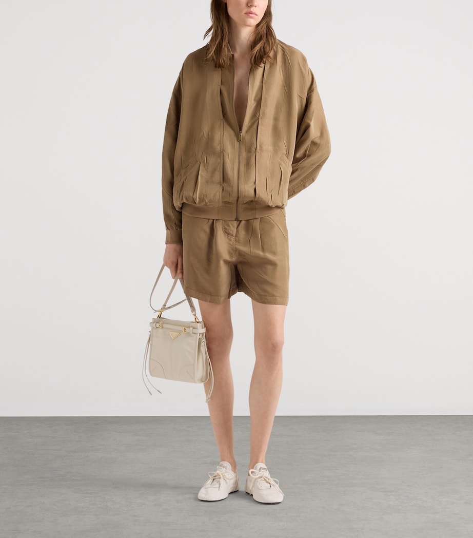 Prada Womens Garment-Dyed Shorts Neutral Image 2