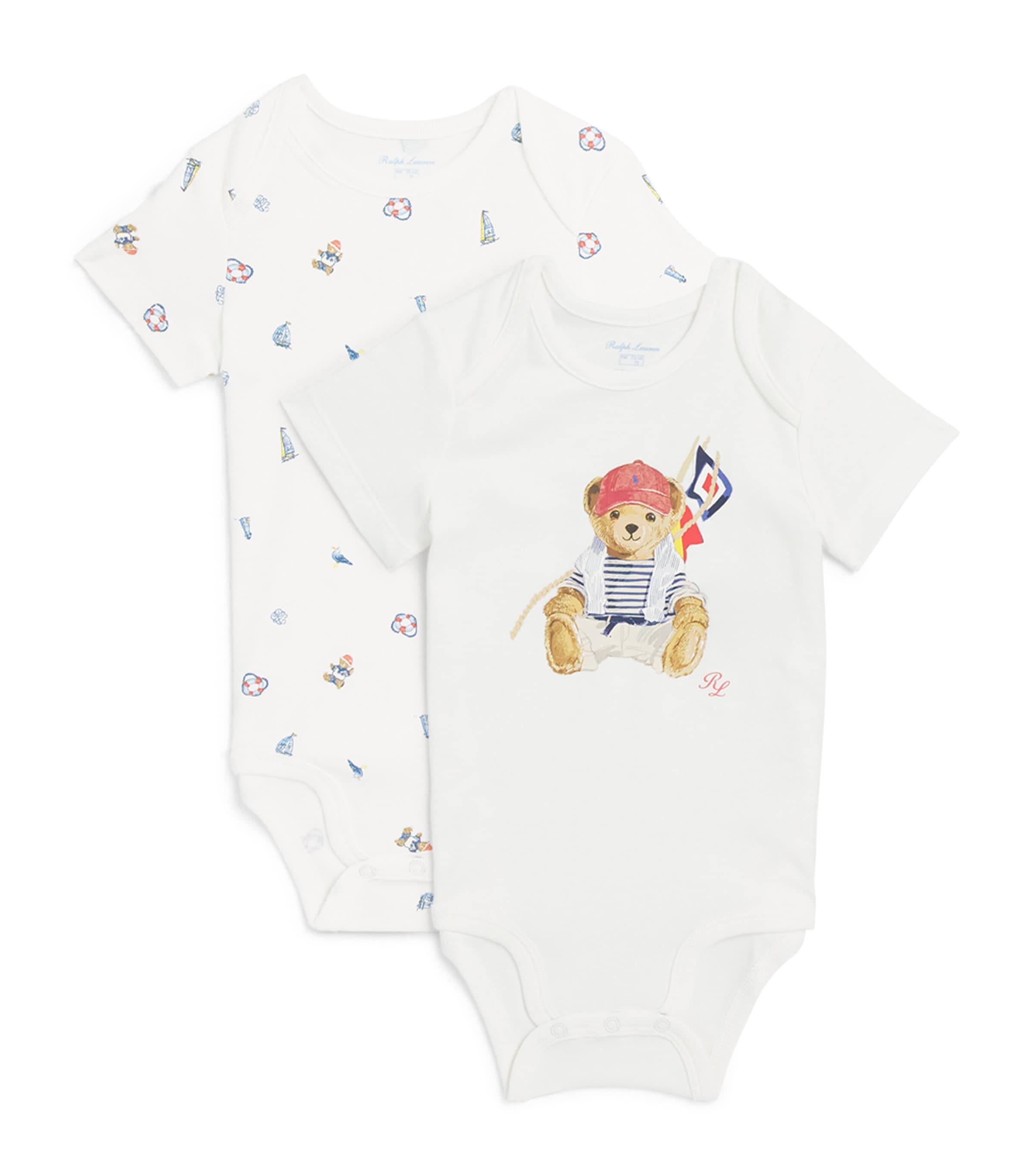 Ralph Lauren Kids Pack of 2 Cotton Polo Bear Bodysuits (3-9 Months) Image 1