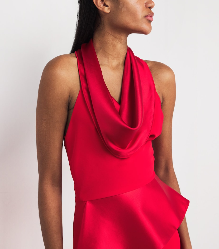 Cowl-Neck Provocateur Gown ROUGE/RED SATIN Image 4