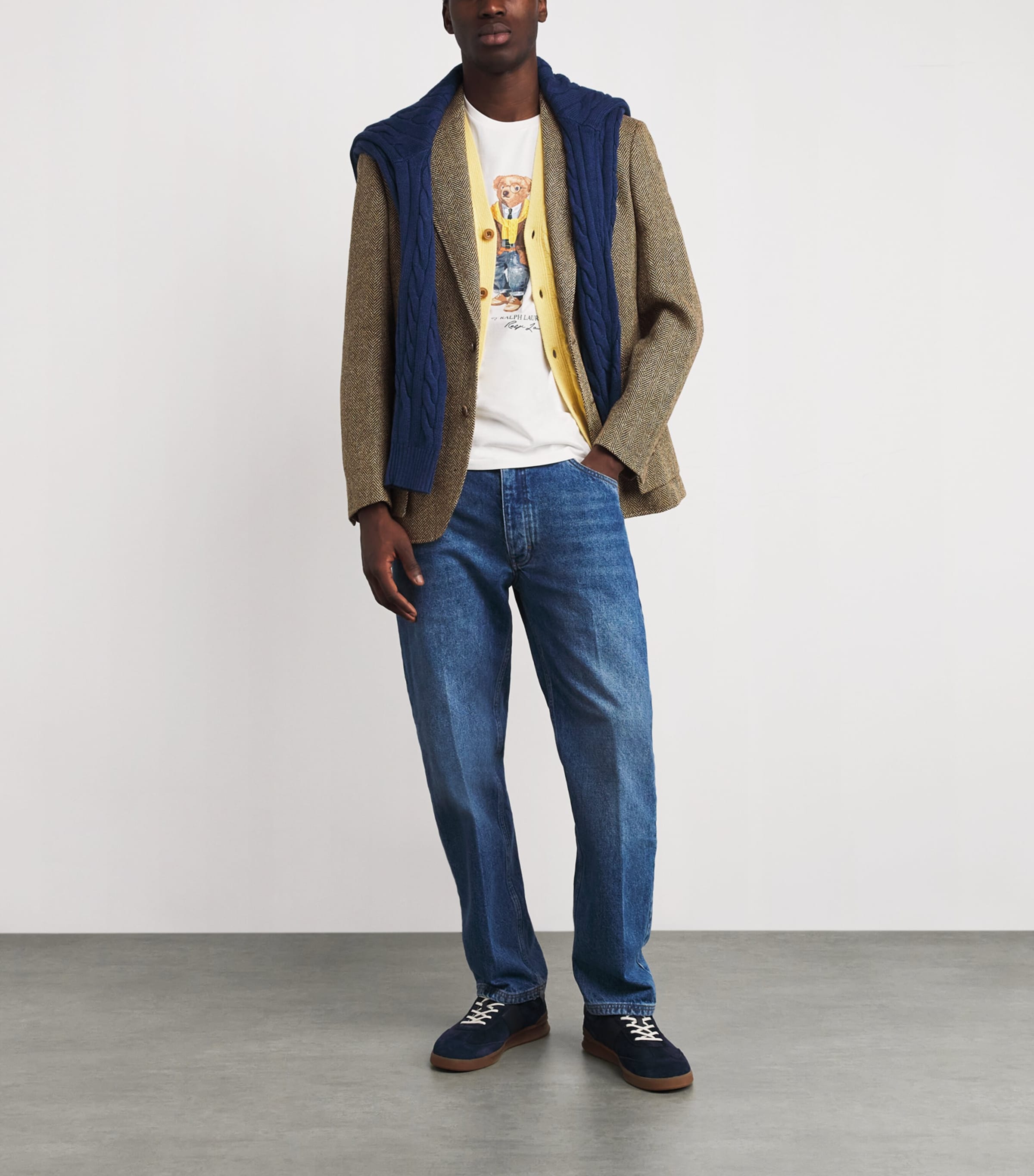 Linen-Blend Tailored Herringbone Blazer CREAM LACE Image 2