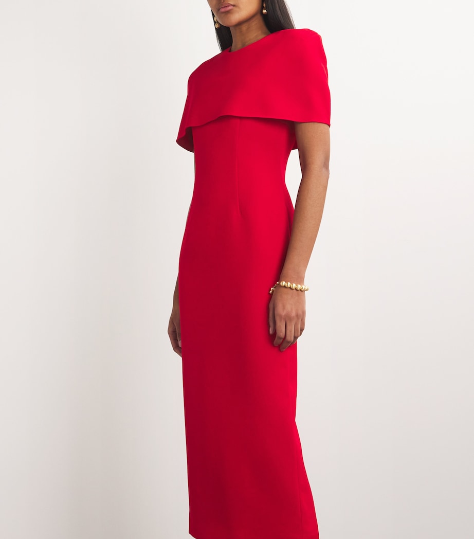 Roland Mouret Womens Stretch-Crepe Cape Midi Dress Red Image 6