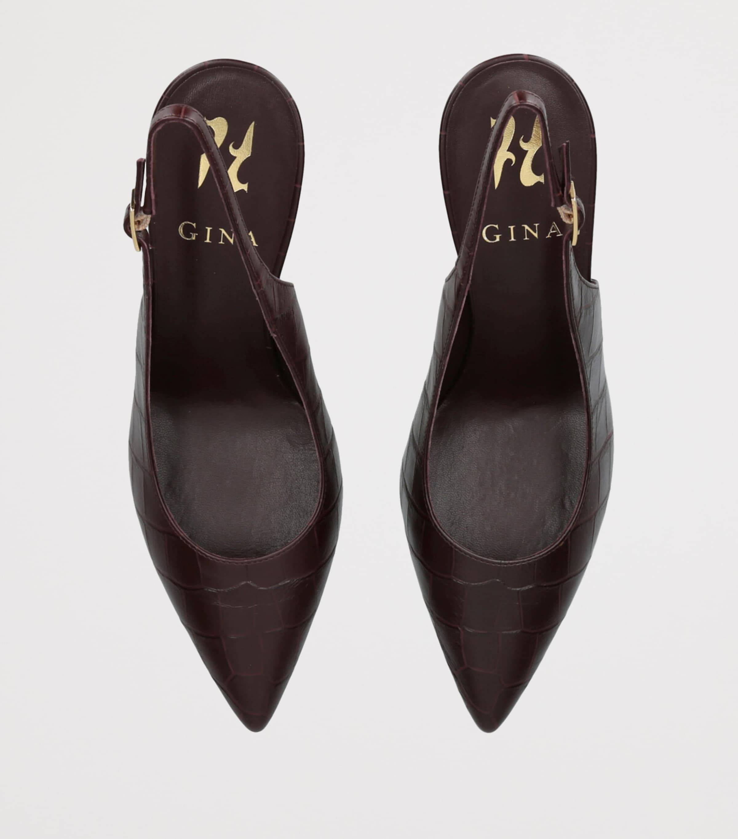 Croc-Embossed Leather Garland Slingback Pumps 85 RED/DARK Image 4