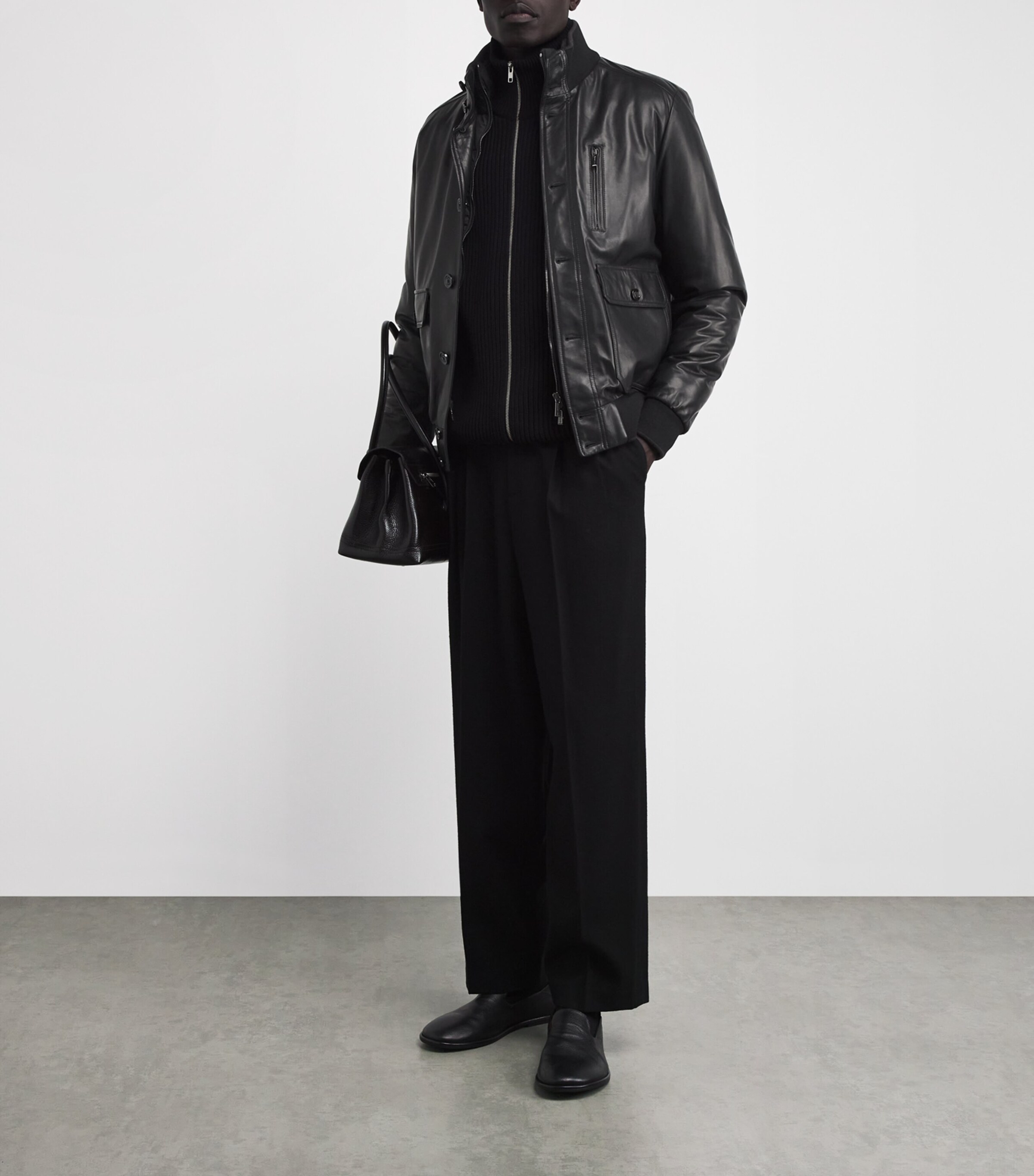 Leather Bomber Jacket U0001 NERO Image 2