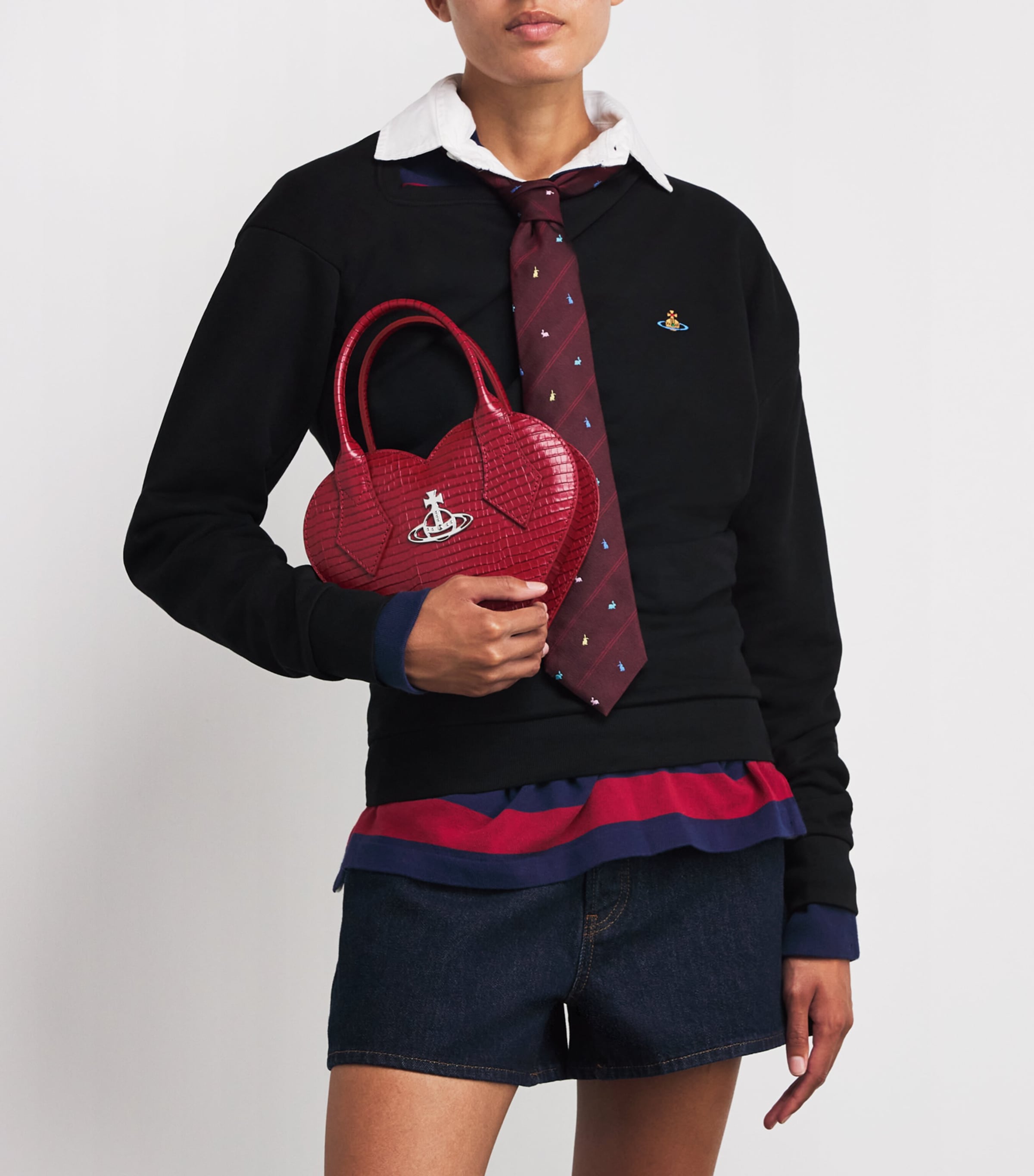 Vivienne Westwood Red Croc-Embossed Leather Josephine Heart Vivienne Westwood Red Croc-Embossed Leather Josephine Heart